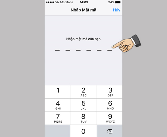 Nhập mã khóa máy (nếu có)