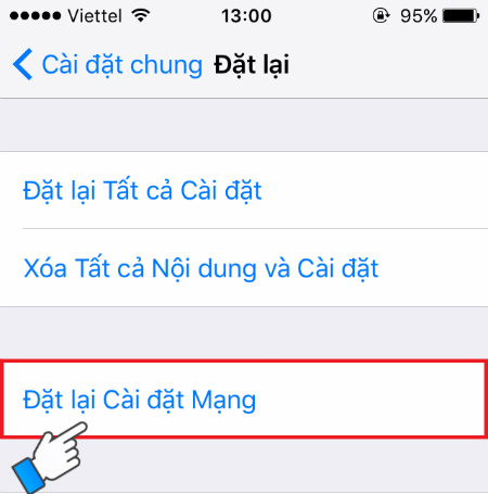 Chọn Đặt lại Cài đặt Mạng